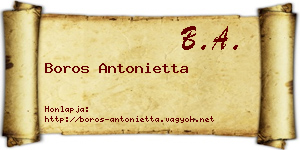 Boros Antonietta névjegykártya